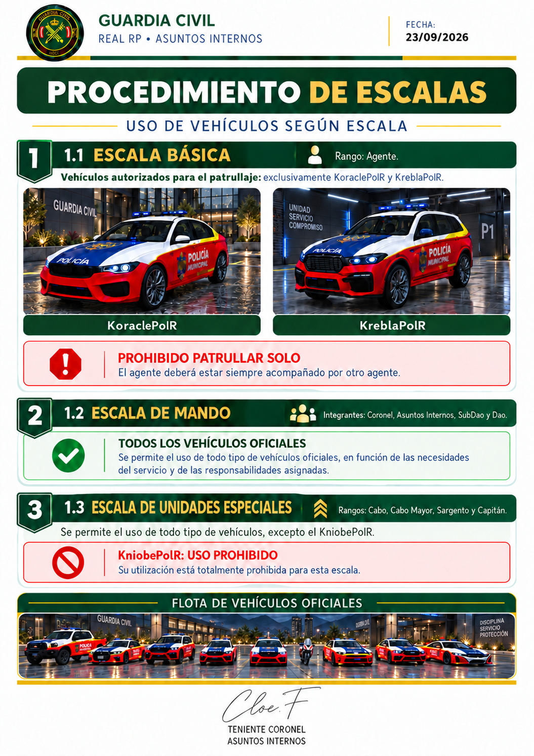 Procedimiento de Escalas de Vehículos